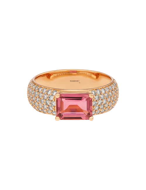 Anel Larkspur Ouro Rosa, Turmalina e Diamantes