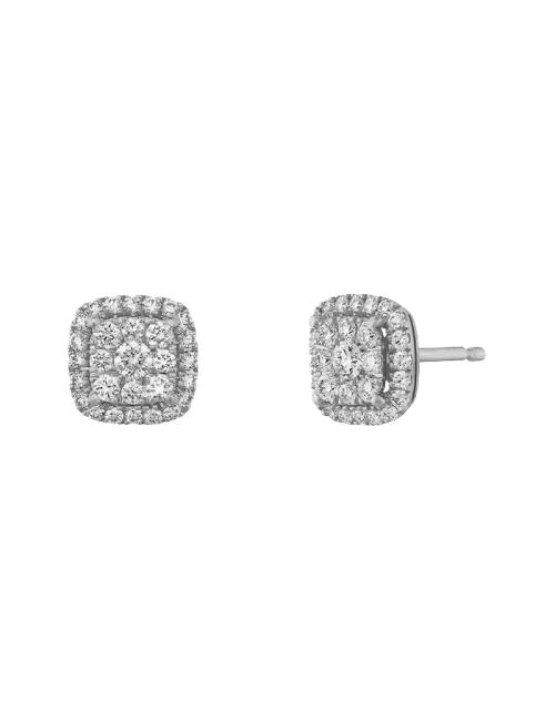 Brincos Épure Cushion Ouro Branco e Diamantes
