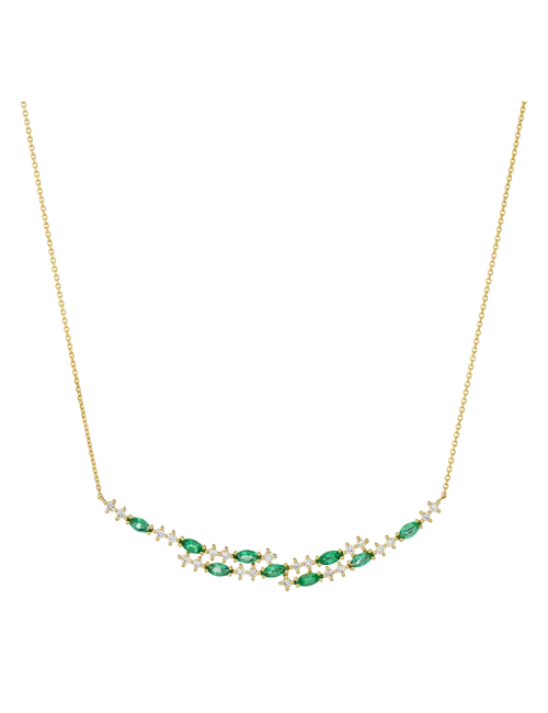 Colar Secret Bloom Ouro Amarelo, Esmeraldas e Diamantes