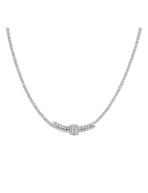 Colar Ouro Branco e Diamantes