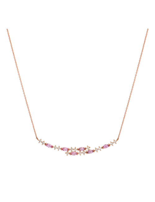 Colar Secret Bloom Ouro Rosa, Safiras e Diamantes