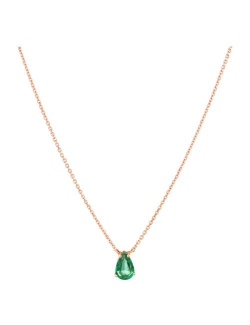 Coalr Pendente Ouro Rosa E Esmeralda Pera