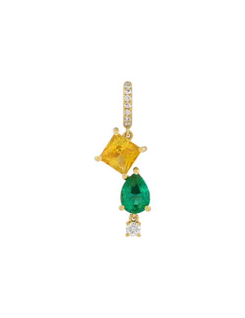 Pendente Ouro Amarelo, Esmeralda, Safira e Diamantes