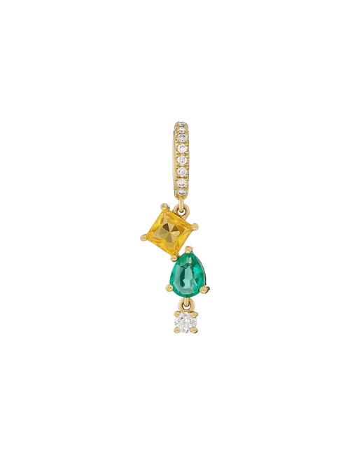 Pendente Ouro Amarelo, Safira, Esmeralda e Diamantes