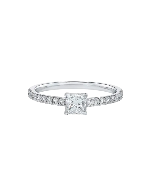 Anel Solitário Princess Ouro Branco 0.70ct