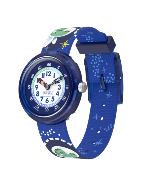 Relógio Flik Flak de criança azul crocodilo
