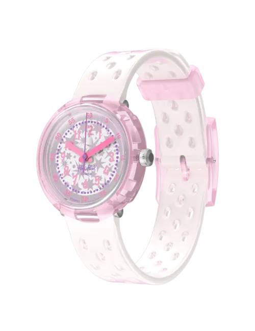 Relógio Flik Flak de criança branco e rosa