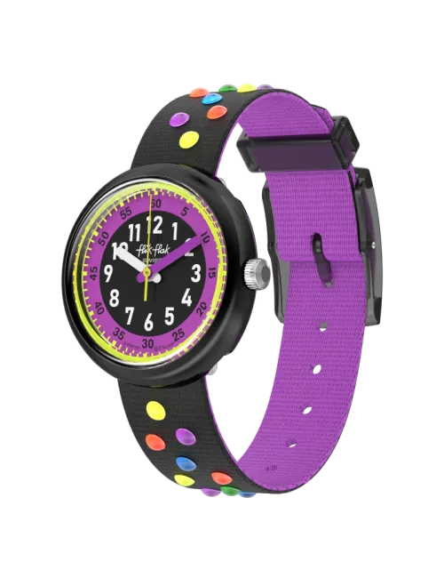 Relógio Flik Flak de criança preto e roxo