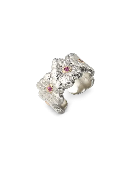 Anel Blossoms em Prata e Safiras Rosa