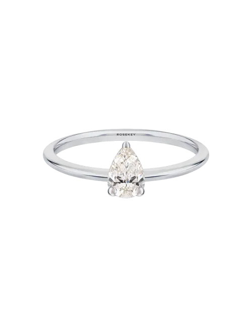 Anel Solitário Diamante Pera Ouro Branco 0.41ct