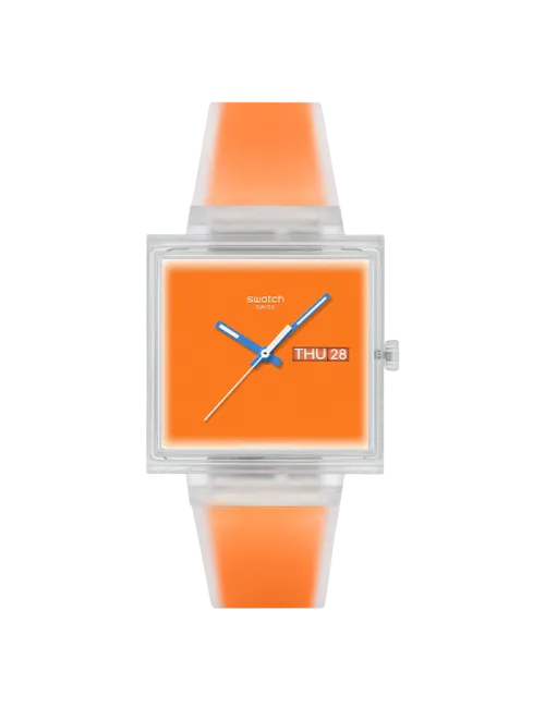 Relógio Swatch homem Laranja Quadrado  Data
