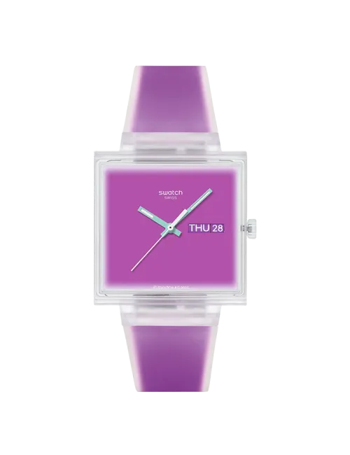Relógio Swatch mulher Roxo Quadrado Data