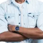 Relógio Homem Multifunçoes Aço e Pele