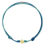 Pulseira Mini Symbol Clover Ouro Amarelo E Corda Azul