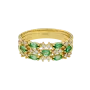 Anel Secret Bloom Ouro Amarelo, Esmeraldas e Diamantes
