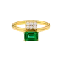 Anel Swallowtail Ouro Amarelo, Esmeralda e Diamantes