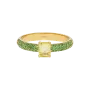 Anel Sweet Briar Ouro Amarelo, Quartzo e Tsavorite
