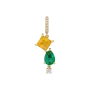 Pendente Ouro Amarelo, Esmeralda, Safira e Diamantes