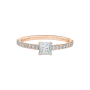 Anel Solitário Princess Ouro Rosa 0.42ct