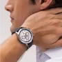Relógio Homem Multifunções Pele e Aço