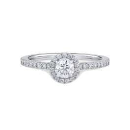 Anel Solitário Halo Pavé Ouro Branco 0.30ct