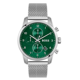 Relógio Skymaster Aço Verde Malha Milanesa