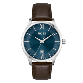 Relógio Homem Aço e Pele ELITE