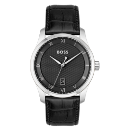 Relógio PRINCIPLE Aço e Pele Preta