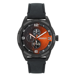 Relógio #Grip Aço IP Preto e Laranja