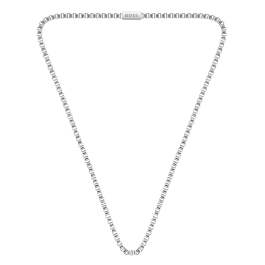 Colar Homem aço malha corrente prateada