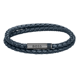 Pulseira Homem dupla aço e pele azul