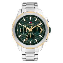 Relógio Homem Multifunções Aço Bicolor