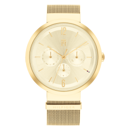 Relógio Multifunções Mulher Aço Dourado