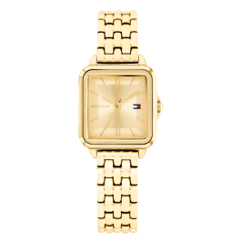 Relógio Mulher Quadrado Aço IP Dourado