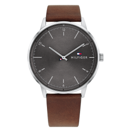 Relógio Homem Aço e Pele