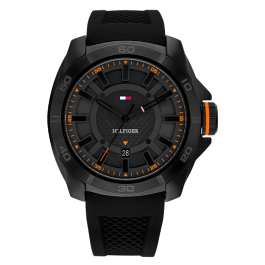 Relógio Homem Aço IP e Silicone Preto