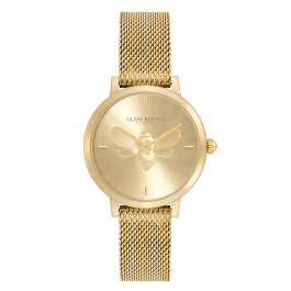 Relógio Bee Ultra Slim Aço IP Dourado Milanesa