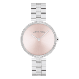 Relógio Senhora Rosa e Prateado em Aço