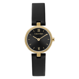 Relógio Senhora Preto e Dourado em Pele