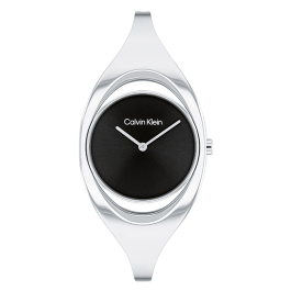 Relógio Senhora Preto e Aço com Bangle M/L