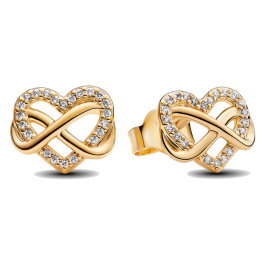 Brincos Coração Infinito Brilhante e dourado