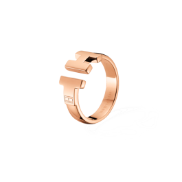 Anel Aço Dourado Rosa