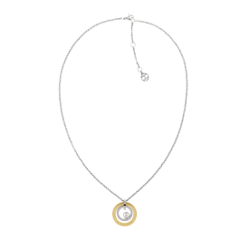 Colar Aço Pendente Redondo Bicolor