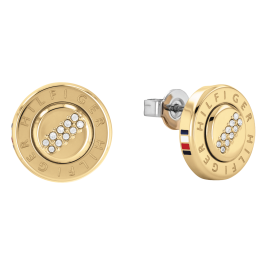 Brincos Aço Dourado e Cristais