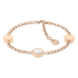 Pulseira Aço Dourado Rosa Madrepérola