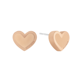 Brincos Coração dourado rosa
