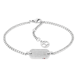 Pulseira Senhora malha prateada cristais