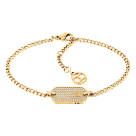 Pulseira Senhora malha dourada cristais