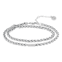 Pulseira Senhora malha prateada cristais