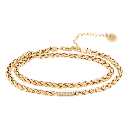 Pulseira Senhora malha dourada cristais